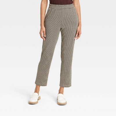 Women's High-rise Regular Fit Tapered Ankle Knit Pants - A New Day™ Gray  Herringbone Xl : Target
