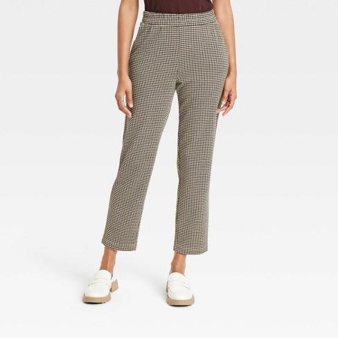 Women's High-Rise Regular Fit Tapered Ankle Knit Pants - A New Day™  Burgundy XL