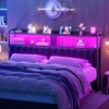 Besiost Upholstered Headboard with LED Light, Height Adjustable Headboards with Storage and Outlets - 2 of 4