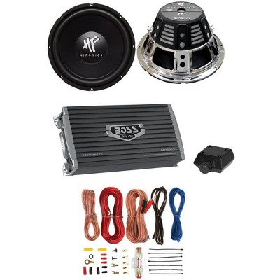 2) HIFONICS HFX12D4  12" 1600W Car Audio DVC Subwoofers +2 Ch Amplifier+Amp Kit