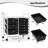 Costway 9 Drawer Rolling Organizer Cart Utility Storage Tools Scrapbook Paper Multi-Use Macaron/White/Hot Pink/Light Pink/Clear/Black - 3 of 4