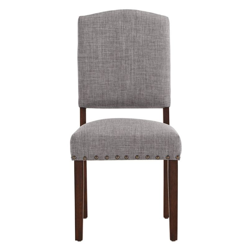 Set of 2 Iverson Nailhead Trim Brown Finish Linen Side Chairs - Inspire Q, 4 of 14