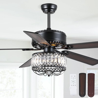 Kviflon 52 Inches Downrod Crystal Ceiling Fan with Light, different Decor Style,for Kitchen,Dining Room,Bedroom