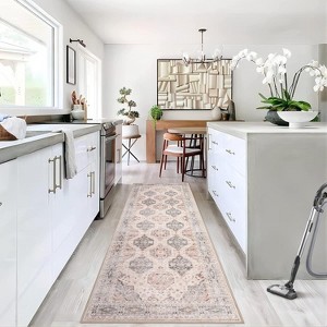 Runner Retro Vintage Irregular Pattern Thin Washable Non Skid for Entryway Bedroom Kitchen Office & Dining Table - 1 of 4