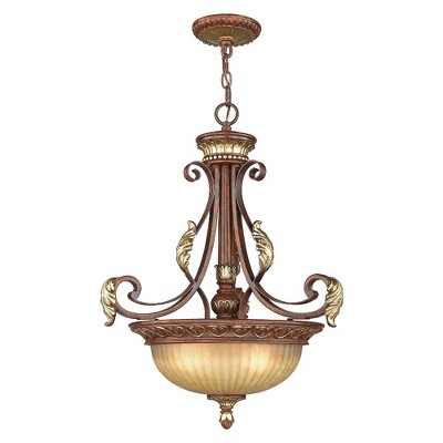 Villa Verona 3-Light Bronze and Glass Pendant