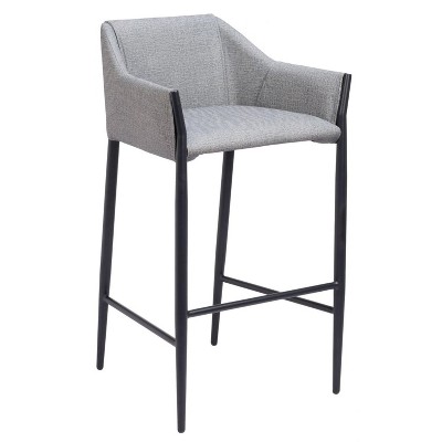 Slate Gray Poly Linen Barstool, 40" H with Steel Frame by Zuo Modern