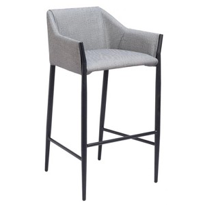 Slate Gray Poly Linen Barstool, 40" H with Steel Frame by Zuo Modern - 1 of 4