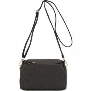 FATMOON Triple Zip Small Crossbody Bag - Faux Leather Shoulder Bag with Gold Tone Hardware and Adjustable Strap - Zipper Closure for Everyday - 1 of 4