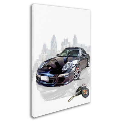 Trademark Fine Art -The Macneil Studio 'Black Porsche' Canvas Art