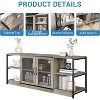 Modern Farmhouse TV Stand with 2 Mesh Doors and Storage Cabinets for Televisions Up to 80 Inch, Wood Console Table,Grey - 3 of 4