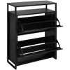 eHemco 2-Door Shoe Cabinet with Shelf, Modern Storage Organizer, Black Metal Frame, 2 Flip Drawers - 4 of 4