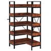 5 Tier Bookshelf, L Shaped Reversible Corner Bookcase, 65" Industrial Wooden Bookshelf with Open Shelves and Metal Frame, Adjustable Feet - 3 of 4