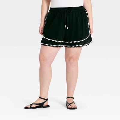 Women's Mid-Rise Craft Pull-On Shorts - Universal Thread™ Black 1X