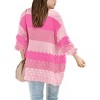 Girls Striped Chunky Cardigan Sweaters  Fall Trendy Color Block Long Sleeve Knit Sweater Coats - 2 of 3