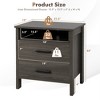Costway Nightstand Drawers Rustic Side End Table Storage Compartment Cable Hole Oak\Walnut - 4 of 4