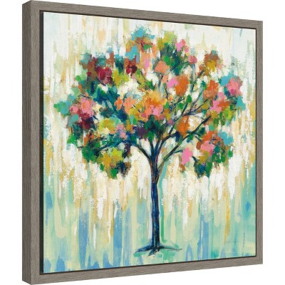 Colorful Abstract Blooming Tree Canvas Wall Art Print