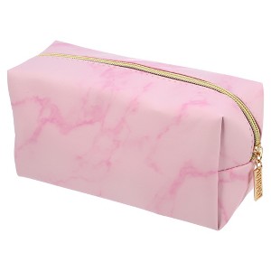 Unique Bargains Makeup Bag Cosmetic Travel Bag Make Up Brush Organizer Bag Marble Makeup Storage Toiletry Bag for Women 7"x3"x4" 1 Pcs - 1 of 4