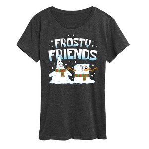 Women's - SpongeBob SquarePants - Frosty Friends Short Sleeve Graphic T-Shirt - 1 of 4