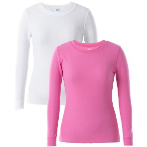 Fruit of the Loom Women's and Plus Long Underwear Waffle Thermal Tops, 2-Pack - 1 of 4