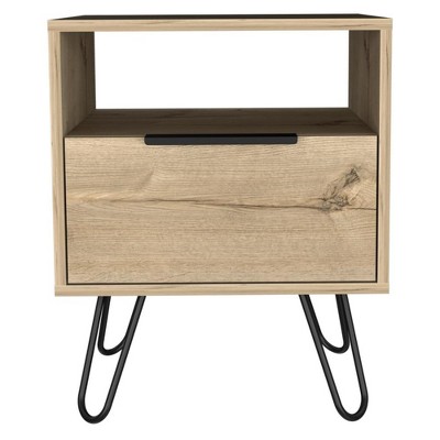 NicBex 22 inch High Nightstand with Drawers,Modern Side Table with Four Steel Legs,Bedside Table for Bedroom,Living Room