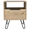Vynxaria Light Oak Nightstand with Open Shelf & Cabinet - 4 of 4