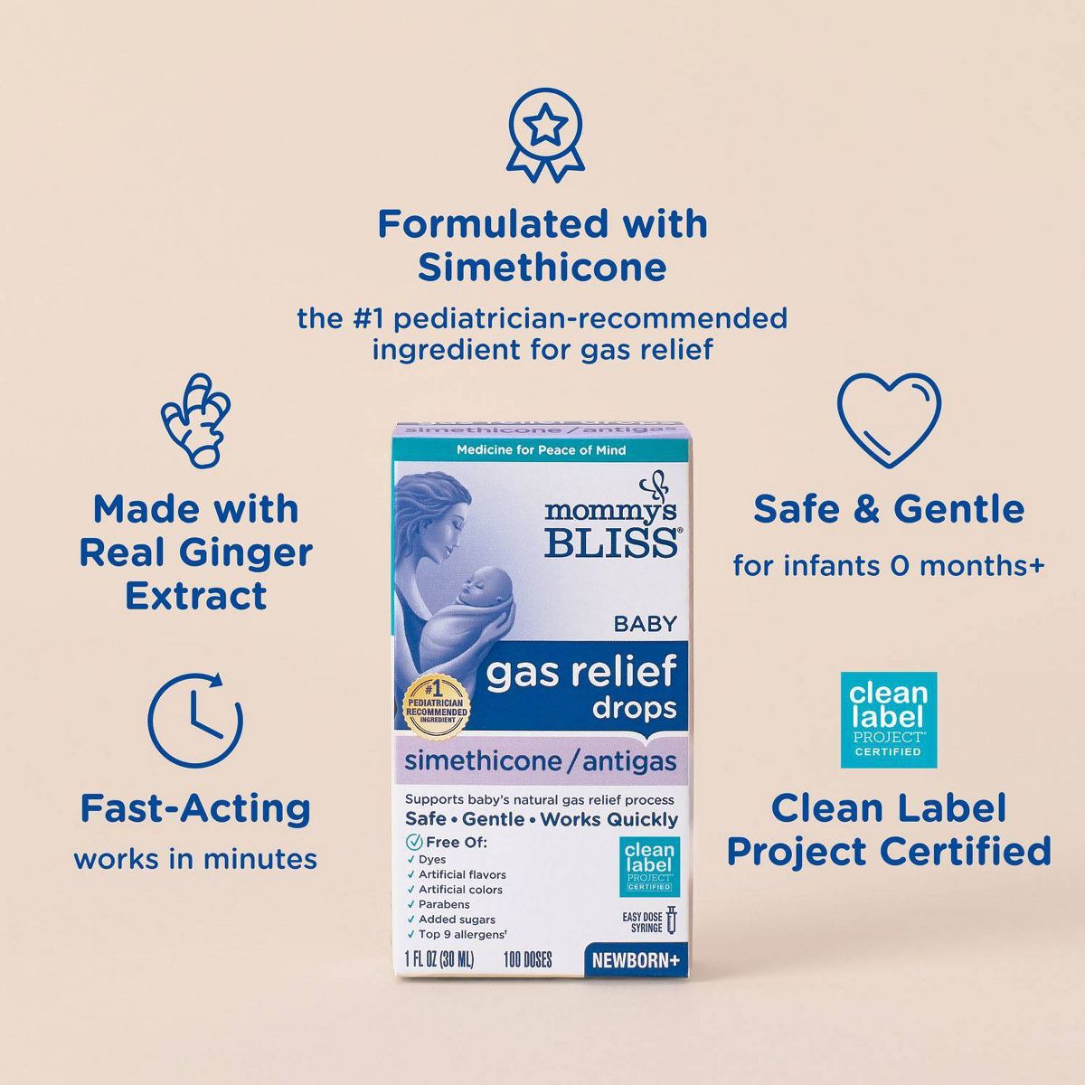 Mommy's Bliss Simethicone Gas Relief Drops - 1 fl oz - thumbnail 2