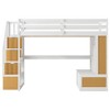 Whisen Full Size Loft Bed with Desk and Shelves, Two Built-in Drawers, Storage Staircase - 4 of 4