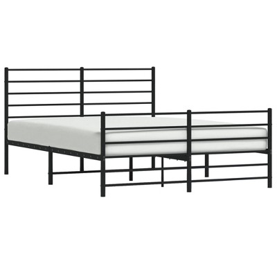 vidaXL Robust Steel Double Bed Frame with Headboard & Footboard, Metal Slats Support