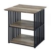 Royal Hampton 23 Inch Nightstand, 2 Shelves, Metal Base, MDF, Antique Oak and Black - 2 of 4