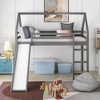 NicBex Twin Size Bunk Bed Roof Shape Loft Bed Pine Bed Frame with Slide, Ladder and Full Length Guardrail, No Box Spring Required - 2 of 4