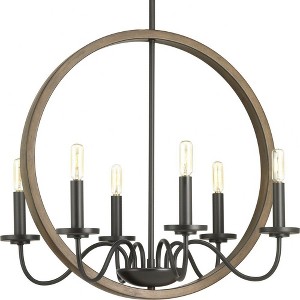 Progress Lighting Fontayne 6-Light Chandelier, Antique Bronze, Candelabra Lights, Steel, Dry Rated, Rustic Farmhouse, Modern Farmhouse, Urban - 1 of 4