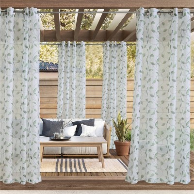 Tampa Sheer Grommet Outdoor Curtain Panel Green - Outdoor Décor