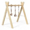 Infans Foldable Wooden Baby Gym W/3 Wooden Teething Toys Hanging Bar Baby Gift Natural - 3 of 4