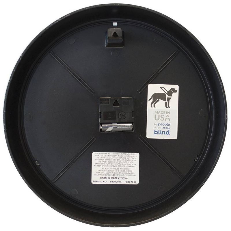 9.25&#34; Quartz Low-profile Wall Clock Black - The Chicago Lighthouse, 3 of 6