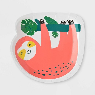 10ct Sloth Jungle Print Snack Paper Plates - Spritz™