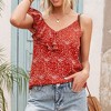 Anna-Kaci Women's Sleeveless Spaghetti Strap Top with Ruffle Front and Allover Polka Dot Print - 3 of 4