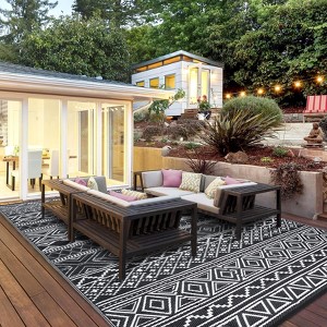Reversible Outdoor Rug Plastic Woven, Waterproof Mat for Patio Camping RV - 1 of 4