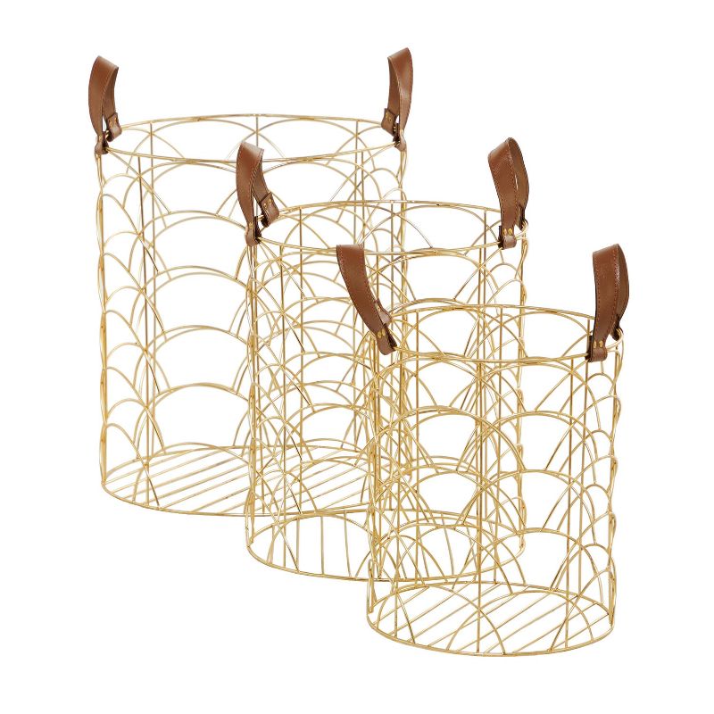 Set of 3 Large Metal Storage Baskets Gold - Olivia &#38; May, 5 of 6