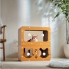 Hrinhom 17.7"W 2-Storey Wood Cat Villa with Scratching Boards+4 Toy Pendants - 2 of 4