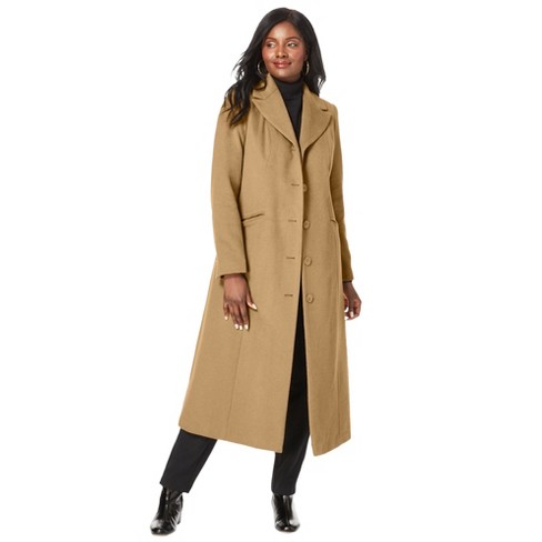 Plus size wool camel clearance coat