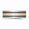 Black Bow Jewelry Titanium & 14K Gold Inlay, 7mm Flat Brushed & Antiqued Band - 3 of 4