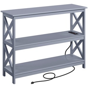 Yaheetech 3-Tier Wooden Console Table with Power Outlet Entryway Table - 1 of 4