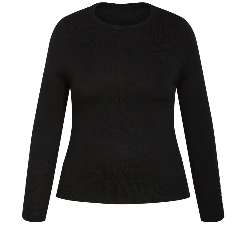 Women's Plus Size Lara Button Sweater - black | AVENUE, 5 of 8