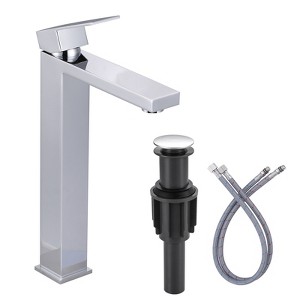WOWOW Single Handle Single Hole High Arc Bathroom Faucet with Supply Line Included in Brushed Nickel - 1 of 4