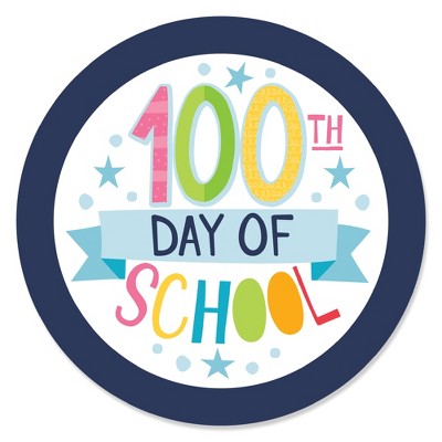 Big Dot of Happiness Happy 100th Day of School - 100 Days Party Circle  Sticker Labels - 24 Count