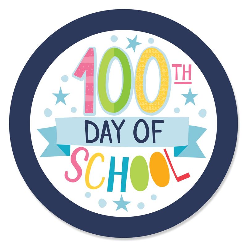 Big Dot of Happiness Happy 100th Day of School - 100 Days Party Circle Sticker Labels - 24 Count, 1 of 5