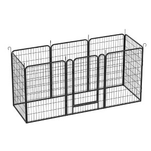 SEVOBAL Pet Crates and Houses 8 Panel Heavy Duty Metal Playpen with Door for Outdoor Yard Lawn Garden, Black, 52.36"*52.36"*39.37" - 1 of 4