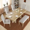 Farmhouse 6-Piece Extendable Dining Table Set with Bench and 4 Upholstered Chairs, 78.1" Rubberwood Kitchen Table with Trestle Legs - 2 of 4
