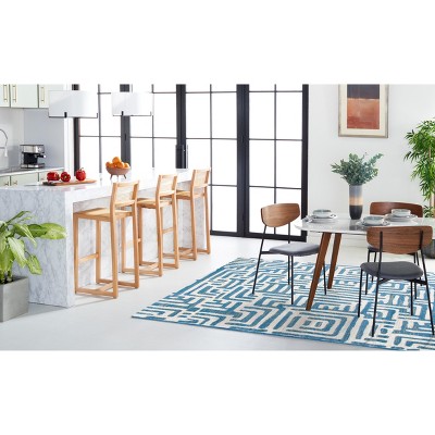Off-White Geometric Synthetic Stain-Resistant Area Rug 79" x 6"