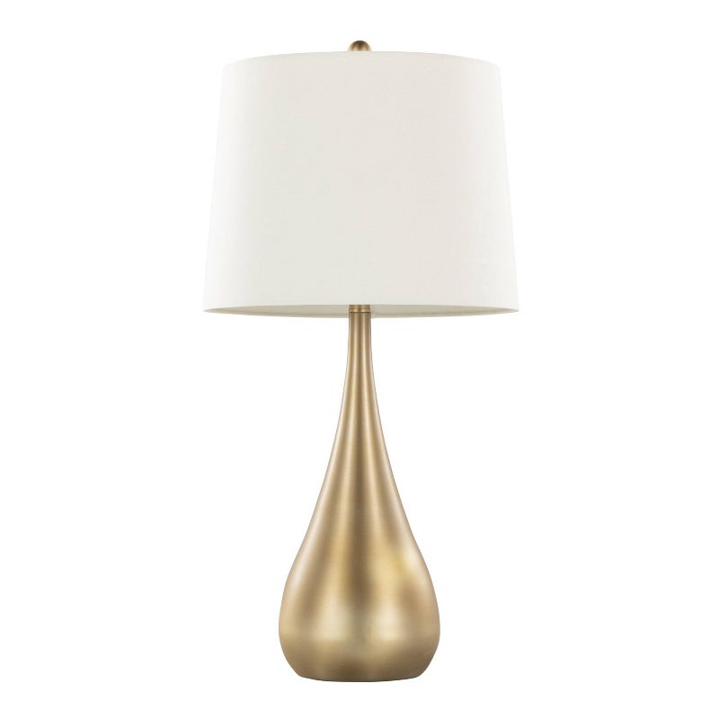 LumiSource (Set of 2) Pebble 29&#34; Contemporary Metal Table Lamps Gold Metal with White Linen Shade from Grandview Gallery, 2 of 8